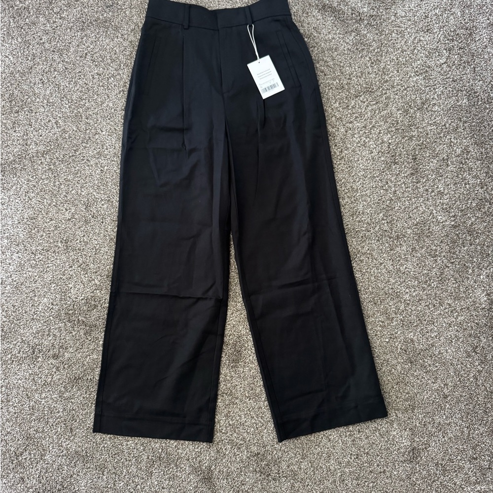 EVERLANE Way-High Drape Black Wide-Leg dress Pant.